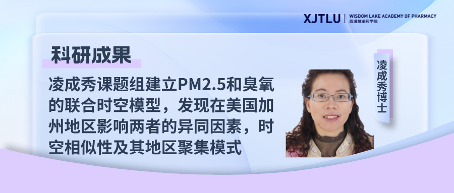科研成果 | 凌成秀课题组建立PM2.5和臭氧的联合时空模型,发现在美国加州地区影响两者的异同因素,时空相似性及其地区聚集模式